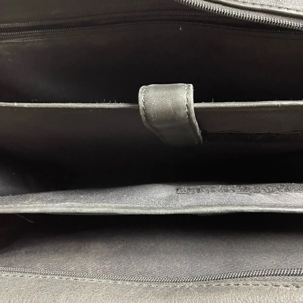 Bellino Black Soft Leather Business office Bag Adjustable Strap